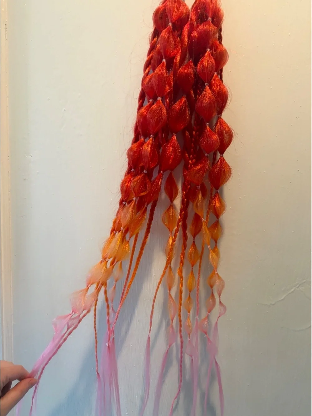 Handmade Rave Red Pigtail Hair extensions